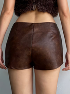 Damskie spodenki z wysokim stanem i metalowymi przelotkami