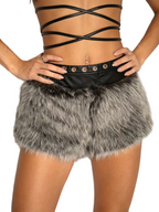 Damskie szorty z wysokim stanem wykończone sztucznym futerkiem