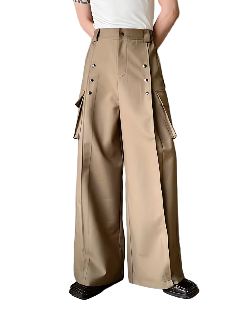 Spodnie cargo męskie z szerokimi nogawkami